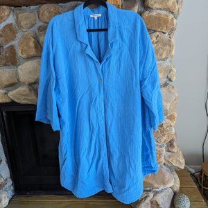 Madewell Plus Crinkle Cotton Cover-up Mini Shirt Dress
